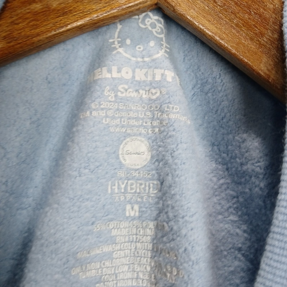 Hello Kitty Sewing Hybrid‎ Sweatshirt Womens Medium Light Blue Ribbed Graphic - Picture 3 of 6